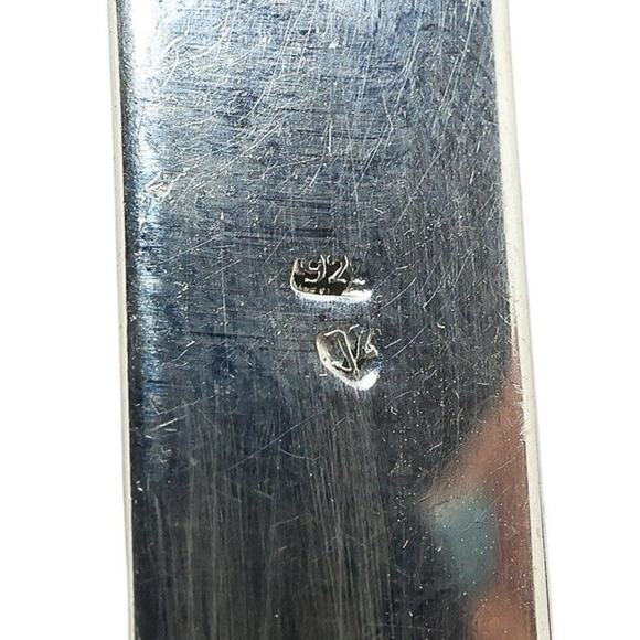 Signed JZ Sterling Silver Modernist Amber Pendant Necklace Baltic Amber Inlay - Picture 8 of 10